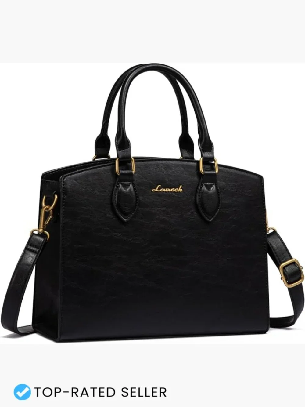 Vintage PU Leather Satchel Tote Bag Convertible Shoulder Handbag Ladies Purse